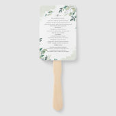 Hochzeitsprogramm für botanische Eukalyptus-Blätte Fächer (Rückseite)