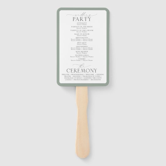 Hochzeitsprogramm für botanische Pflanzen Fächer (Rückseite)