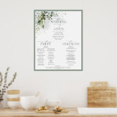 Hochzeitsprogramm für botanische Pflanzen Poster (Küche)