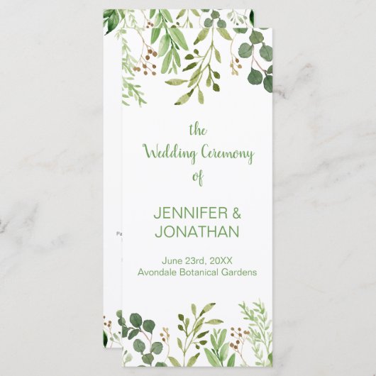 Hochzeitsprogramm für botanische Träume Programm (Vorne/Hinten)