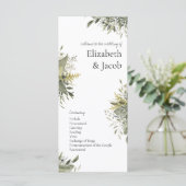 Hochzeitsprogramm für botanische Wasserfarben (Stehend Vorderseite)