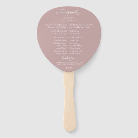 Hochzeitsprogramm für botanische Zweigniederlassun Fächer (Rückseite)