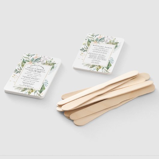 Hochzeitsprogramm für Botanisches Rosa Bläschen Fächer (Non-assembled)