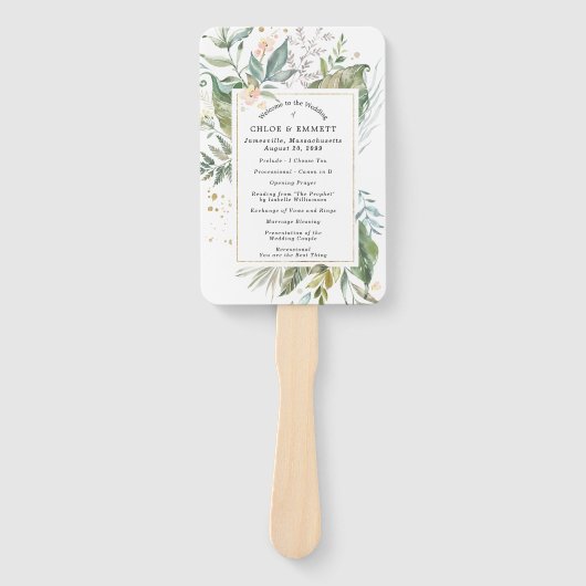 Hochzeitsprogramm für Botanisches Rosa Bläschen Fächer (Vorderseite)