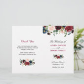 Hochzeitsprogramm für Burgund Blush Blues Floral (Stehend Vorderseite)