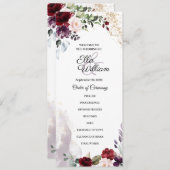 Hochzeitsprogramm für Burgund-Flora Einladung (Vorne/Hinten)