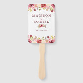 Hochzeitsprogramm für Burgund-Flora Fächer (Vorderseite)