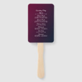 Hochzeitsprogramm für Burgund-Flora Fächer (Rückseite)