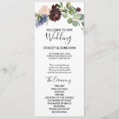 Hochzeitsprogramm für Burgund Flora Programm (Vorderseite)