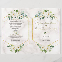 Hochzeitsprogramm für Burgund-Navy-Gold-Rahmen