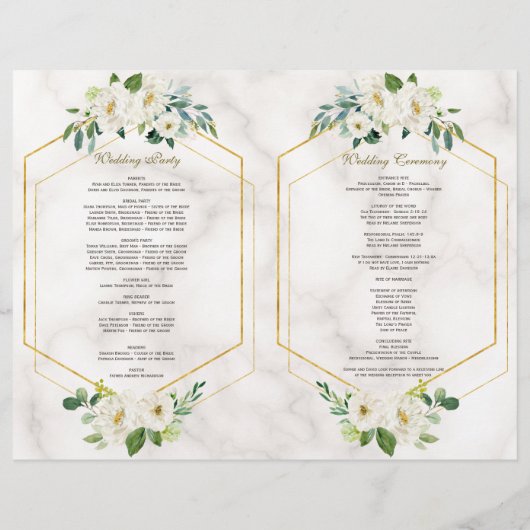 Hochzeitsprogramm für Burgund-Navy-Gold-Rahmen (Hinten)