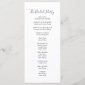 Hochzeitsprogramm für Burgund und Blauer Flora Programm (Rückseite)