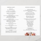 Hochzeitsprogramm für Burgund und Blush (Rückseite)