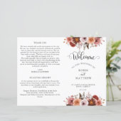 Hochzeitsprogramm für Burgund und Blush (Stehend Vorderseite)