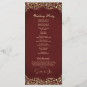 Hochzeitsprogramm für Burgund und Gold Programm (Rückseite)