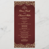 Hochzeitsprogramm für Burgund und Gold Programm (Vorderseite)
