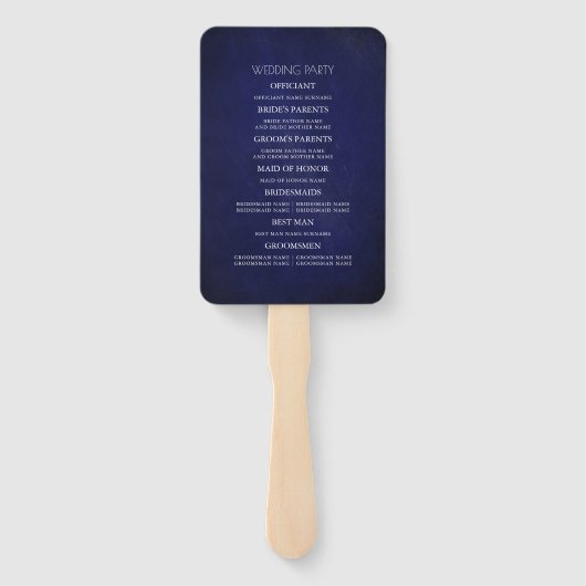 Hochzeitsprogramm für Burgund und Navy Fächer (Rückseite)