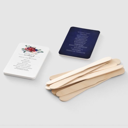 Hochzeitsprogramm für Burgund und Navy Fächer (Non-assembled)