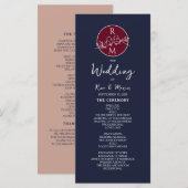Hochzeitsprogramm für Burgund und Navy Programm (Vorne/Hinten)