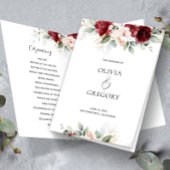 Hochzeitsprogramm für Burgund und Rosa Blüten