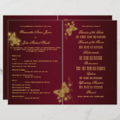 Hochzeitsprogramm für Burgunder Goldschmetterling (Vorne/Hinten)