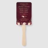 Hochzeitsprogramm für Burgunder Red Floral Rustic Fächer (Rückseite)