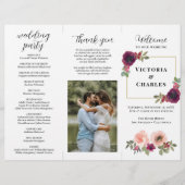 Hochzeitsprogramm für Burgunder Wasserfarben (Vorne)