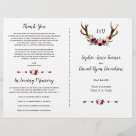 Hochzeitsprogramm für Burgundy Marsala Floral Antl