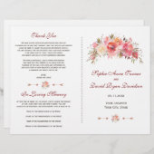 Hochzeitsprogramm für Burgundy Marsala Floral Antl (Vorne/Hinten)