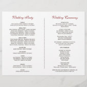 Hochzeitsprogramm für Burgundy Marsala Floral Antl (Rückseite)