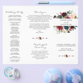 Hochzeitsprogramm für Burgundy Navy Blue Floral Tr (Einzeln)