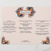 Hochzeitsprogramm für Burnt Orange- und Navy-Flora (Hinten)