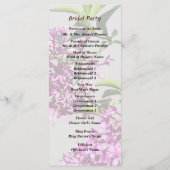 Hochzeitsprogramm für Button Lilacs und Blätter Programm (Rückseite)