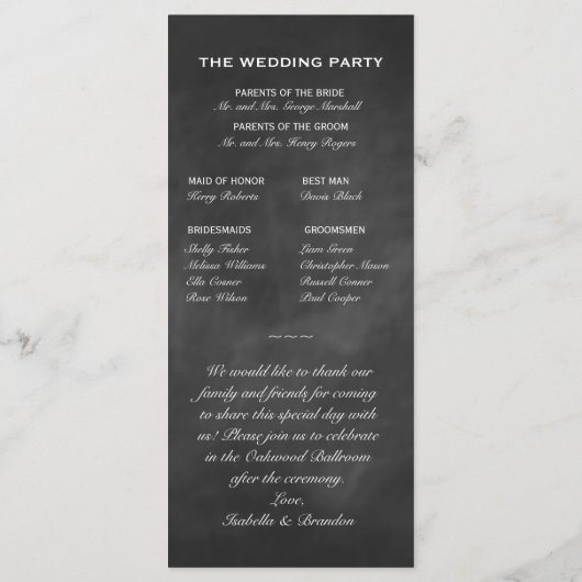 Hochzeitsprogramm für Chalkboard-Butterflies Programm (Rückseite)