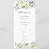 Hochzeitsprogramm für Chic Ivory White Floral Gree Programm (Rückseite)