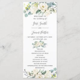 Hochzeitsprogramm für Chic Ivory White Floral Gree Programm