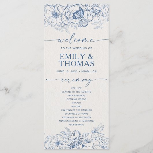 Hochzeitsprogramm für Chinoiserie Programm (Vorderseite)