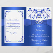 Hochzeitsprogramm für Cobalt Blue, White Floral He (Vorderseite)
