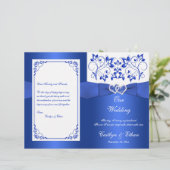 Hochzeitsprogramm für Cobalt Blue, White Floral He (Stehend Vorderseite)