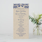 Hochzeitsprogramm für Country Garden und Burlap Programm (Stehend Vorderseite)