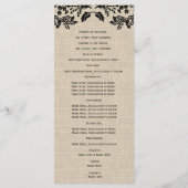 Hochzeitsprogramm für Country Garden und Burlap Programm (Rückseite)