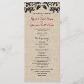 Hochzeitsprogramm für Country Garden und Burlap Programm (Vorderseite)