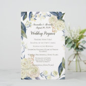 Hochzeitsprogramm für Cream Blue Watercolor (Stehend Vorderseite)