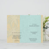 Hochzeitsprogramm für Creme Linen und Blue Palm Tr (Stehend Vorderseite)