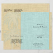 Hochzeitsprogramm für Creme Linen und Blue Palm Tr (Vorne/Hinten)