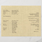 Hochzeitsprogramm für Creme Linen und Blue Palm Tr (Rückseite)