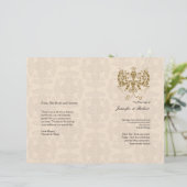 Hochzeitsprogramm für Creme und Gold Damask (Stehend Vorderseite)