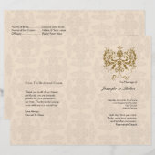 Hochzeitsprogramm für Creme und Gold Damask (Vorne/Hinten)