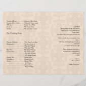 Hochzeitsprogramm für Creme und Gold Damask (Rückseite)