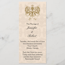 Hochzeitsprogramm für Creme und Gold Damask Programm